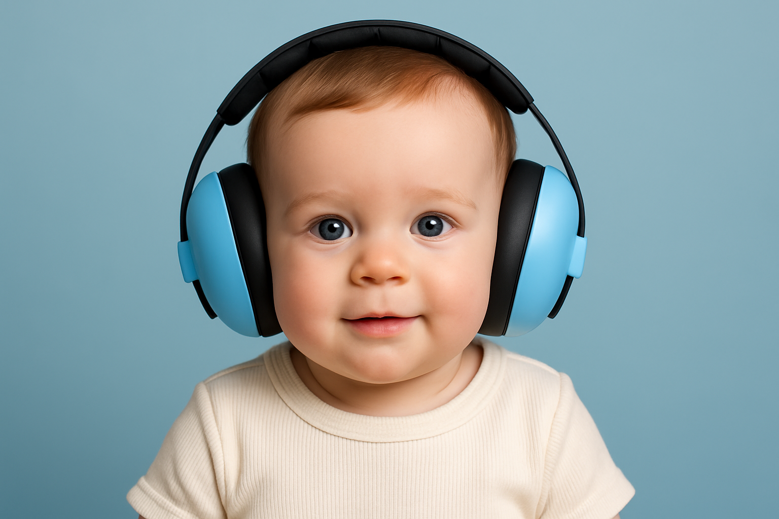 copil mic cu casti antifonice pe cap