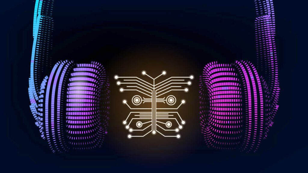 imagine moderna casti antifonice ilustratie cu cip in mijloc