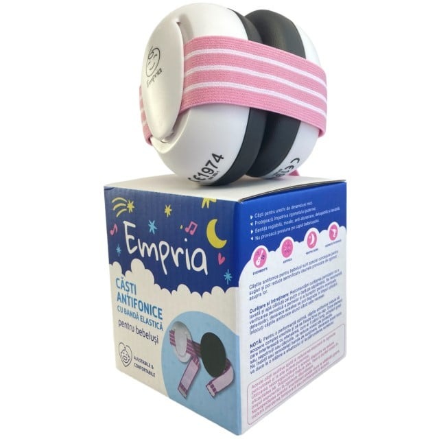imagine casti antifonice bebelusi empria cu banda roz