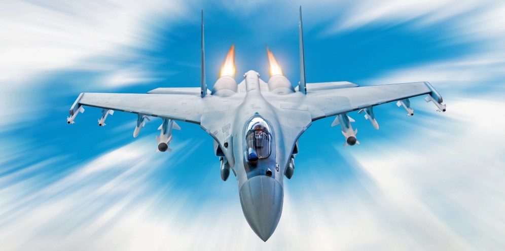 avion de lupta stilizat in zbor