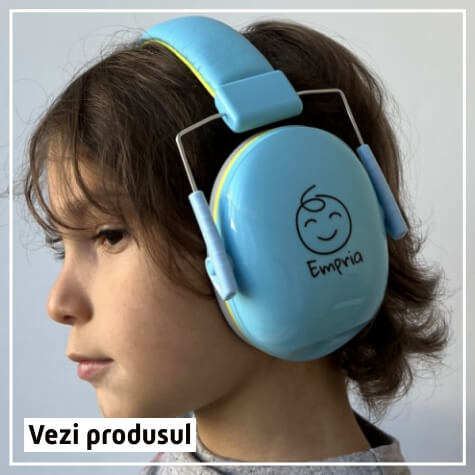Casti antifonice pentru copii Quiet Tones, dimensiune ajustabila, Empria, Aqua Calm